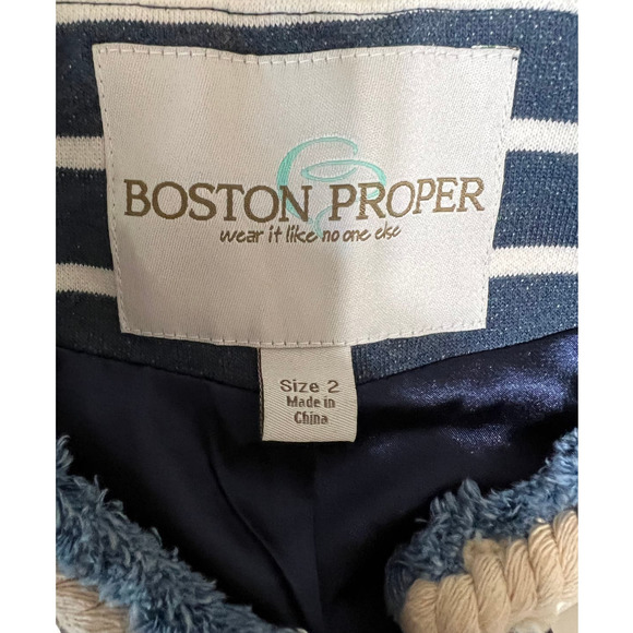 Boston Proper Blue and White Striped Blazer Jacket Size 2 - Picture 5 of 7